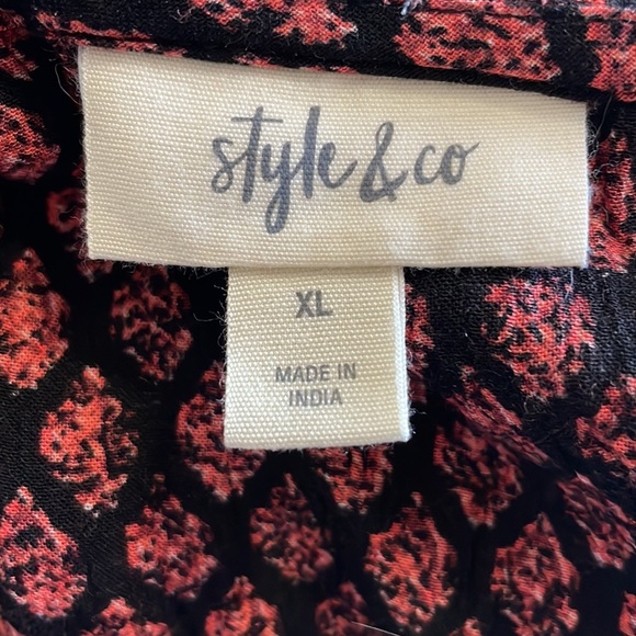 Style & Co Boho Long Sleeve Tunic Blouse  with Full Flowy Hem Size XL NWT - Picture 6 of 9